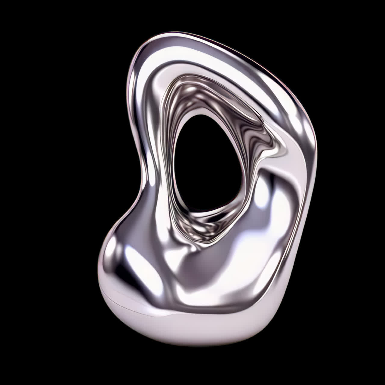 Chrome 3d shape animation isolated asset, transparent 4K video, alpha channel, ProRes 4444