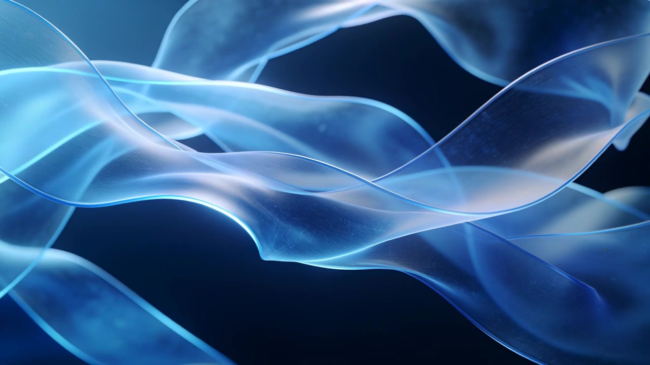 Shifting after frame 1 shift, translucent ribbons flowing across navy void, revealing cyan edges