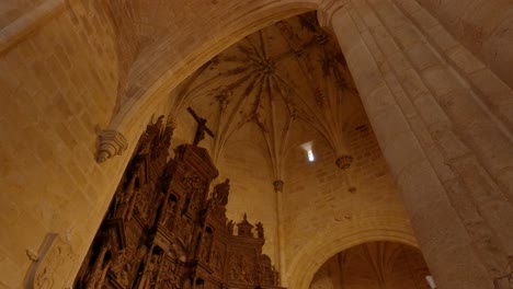 tilt down from basilica dome in cathedral of santa maria in caceres spain