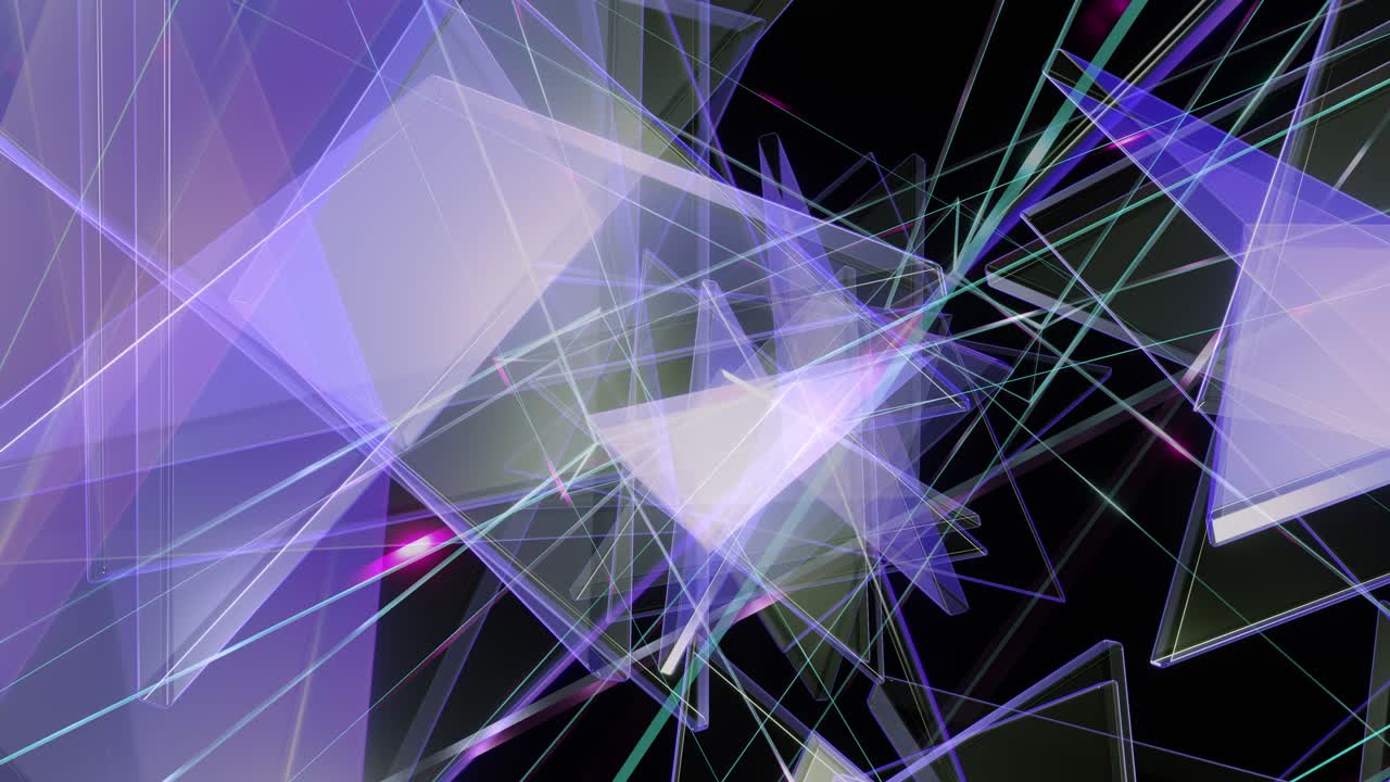 Smooth animation of the flight of transparent glass triangles, lilac color. VJ loop animation for your beautiful videos. I Wish You Successful Creativity!