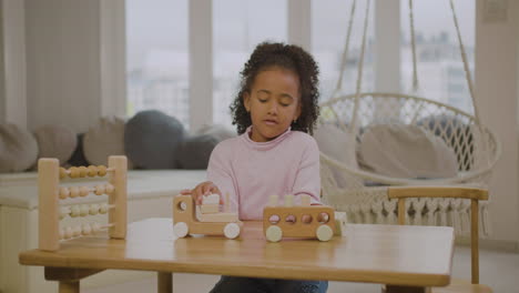 little girl in the playroom