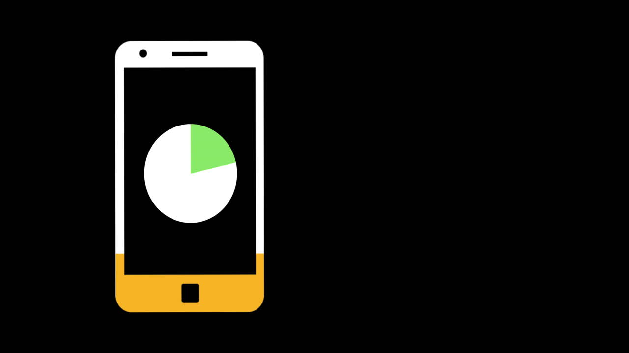 el icono del gráfico de pastel en la pantalla del teléfono inteligente se llena de colores 4k