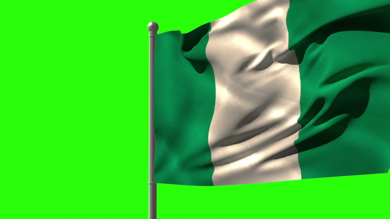 Nigerias nationalflag vajer på flagstang