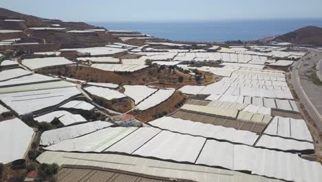 aerial shot of greenhouses in the coast of almeria