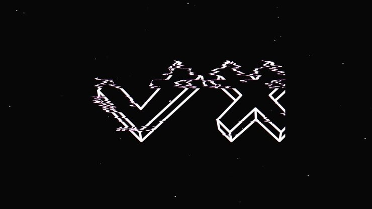check mark bolt icon Vintage noise, glitch Bad Signal Animation.