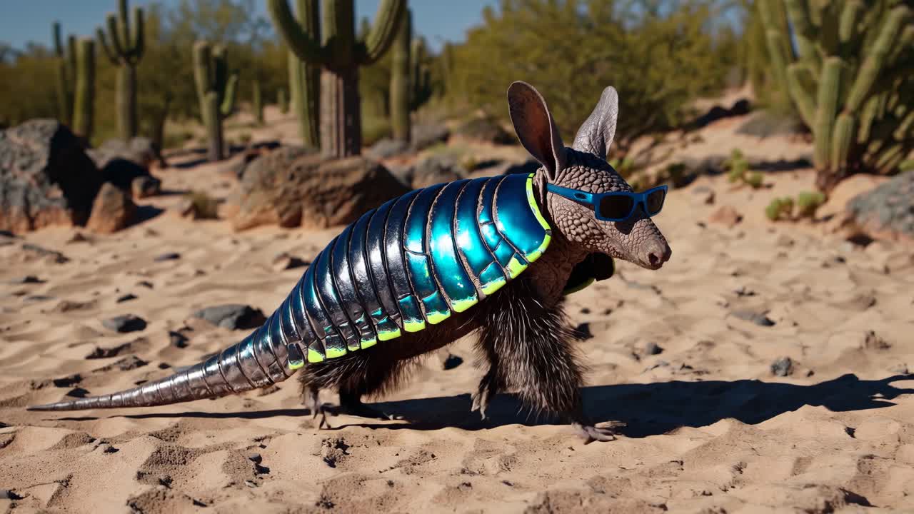 Armadillo in Sunglasses in the Desert