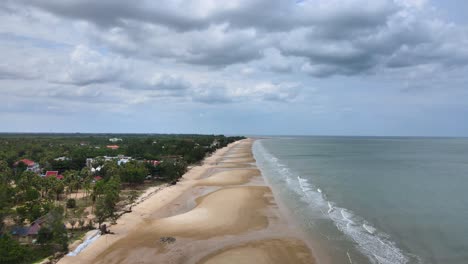 thailand's cha-am beach; high aerial dolly drone shot