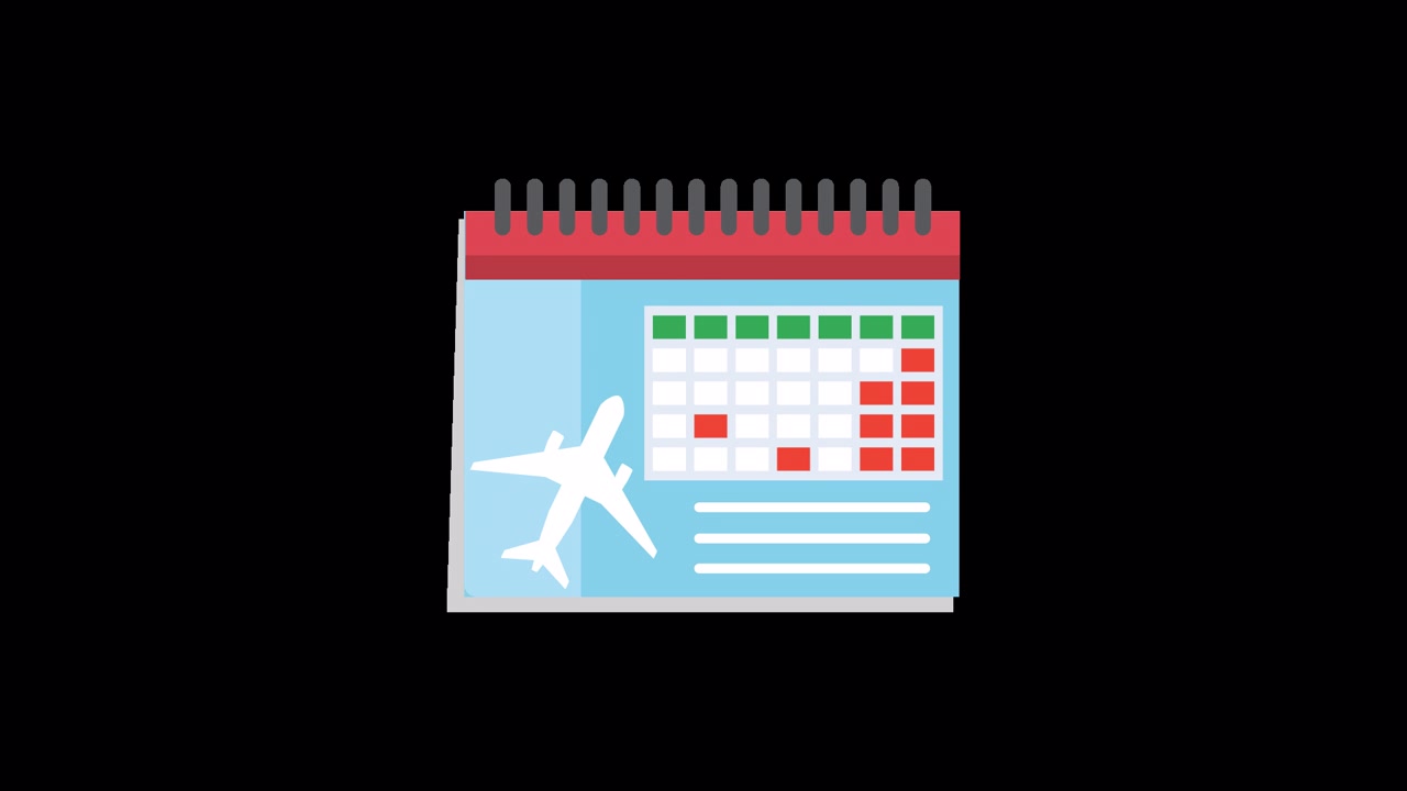 Graphic Animation of a Calendar with Airplane and Scheduled Dates