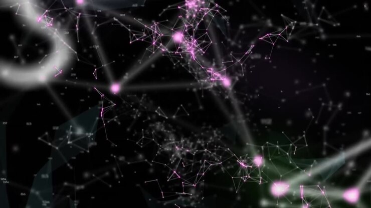 Animation of QR code with mathematical equation and shapes of connections