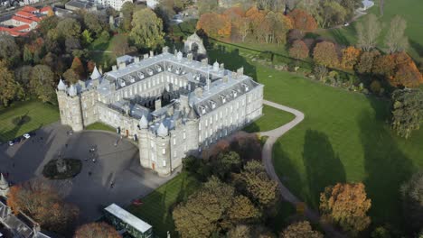 panning across queen elizabeth's scottish residence, holyrood palace from above | edinburgh, scotland | 4k at 30fps
