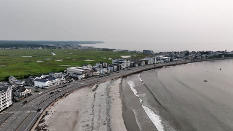 Aerial view of Hampton beach on New Hampshire&#039;s seacoast