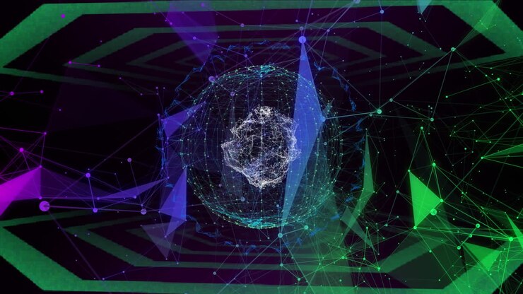 Animation of network of connection and globe