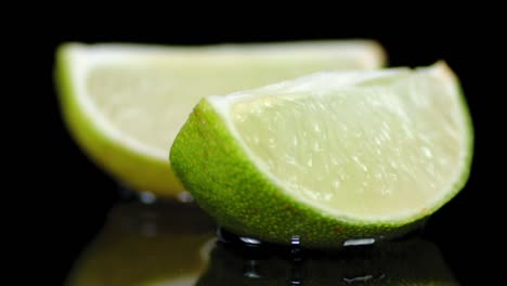 pieces of ripe lime slowly rotating.