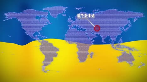 우크라이나 의  ⁇ 발 위 에 있는 세계 지도 와 비행기 의 애니메이션