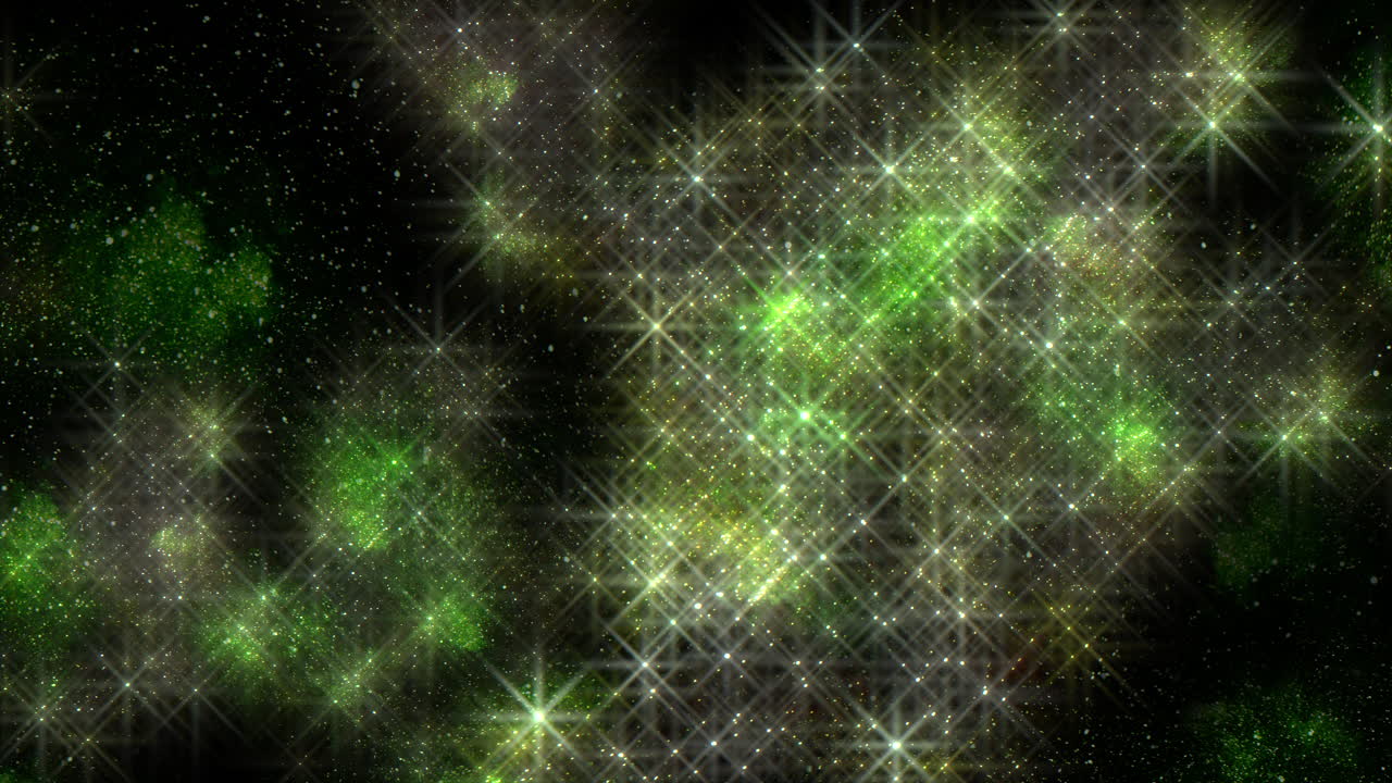 impresionante patrón de estrellas verdes y amarillas sobre un fondo negro