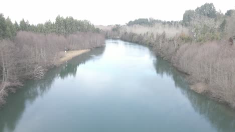 Aerial-shot-Calle-Calle-river-in-winter