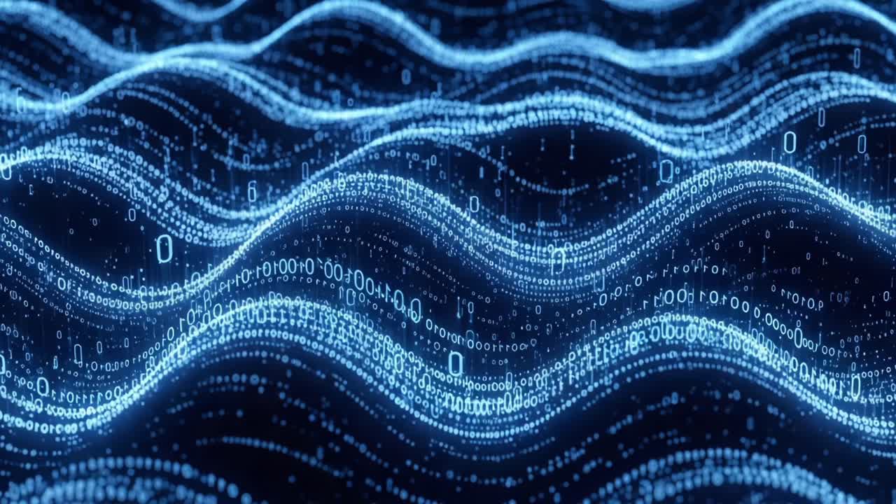 Dynamic Patterns of Binary Waves: A Deep Dive into the Aesthetics of Digital Data Representation and Flow in a Dark Ocean of Code