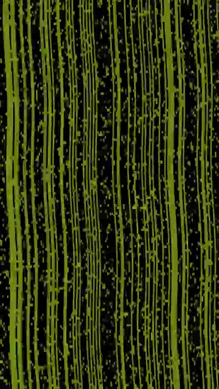 Sfondo digitale astratto con linee verdi verticali e particelle
