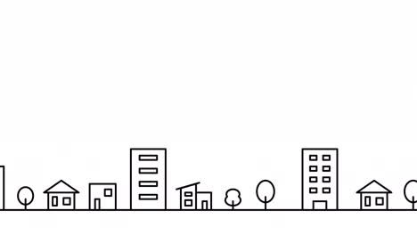 animación de bucle de movimiento horizontal de una simple ilustración del paisaje urbano