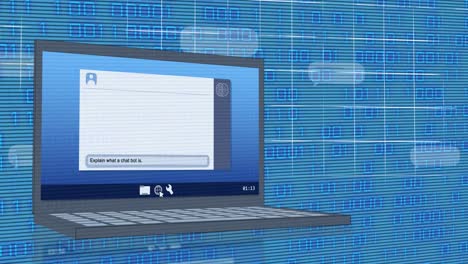 animation of ai text and icon, data processing over binary coding