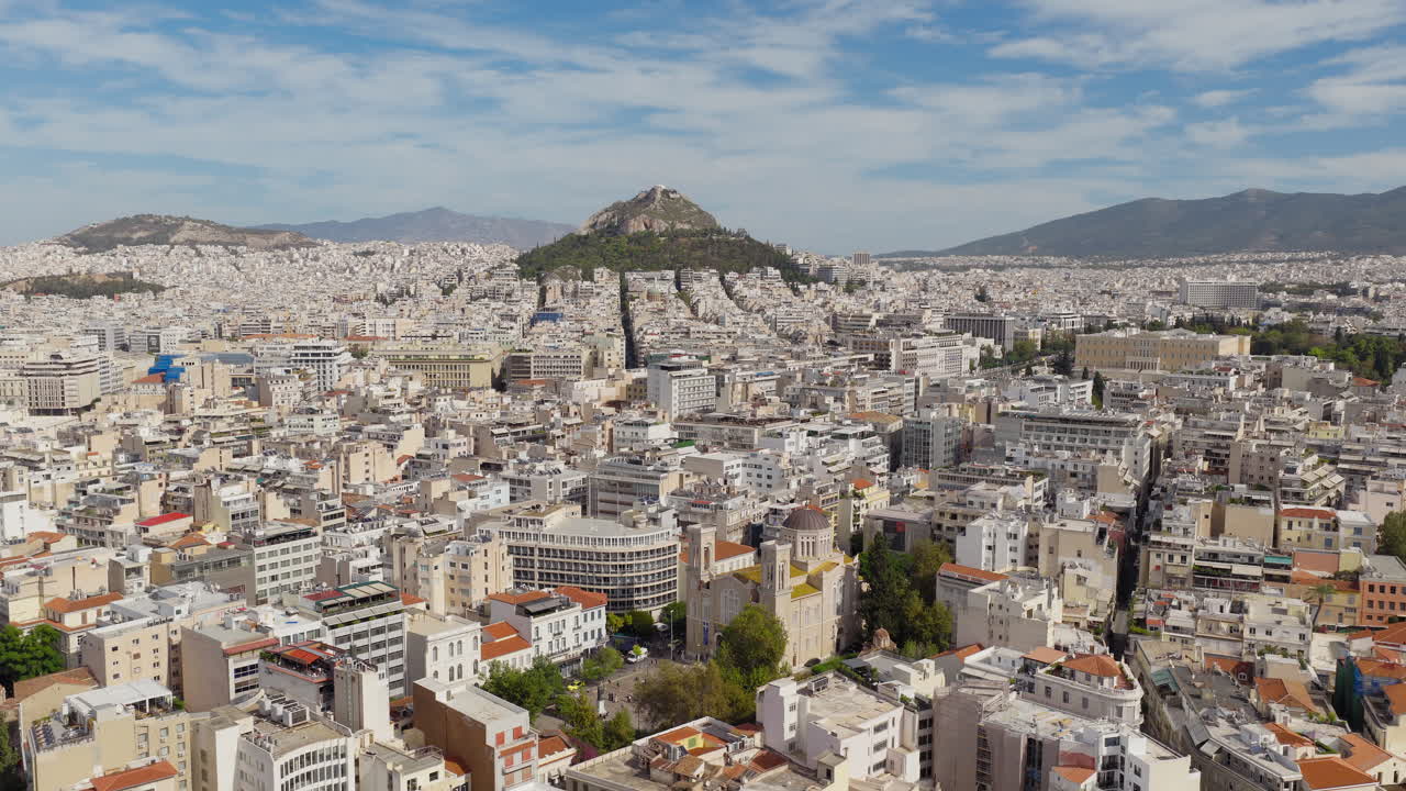 Cattedrale metropolitana di Atene Piazza Syntagma Parlamento ellenico Collina del Licabetto Grecia, vista aerea