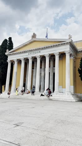 zappeion hall grandeur through an urban lamppost in athens