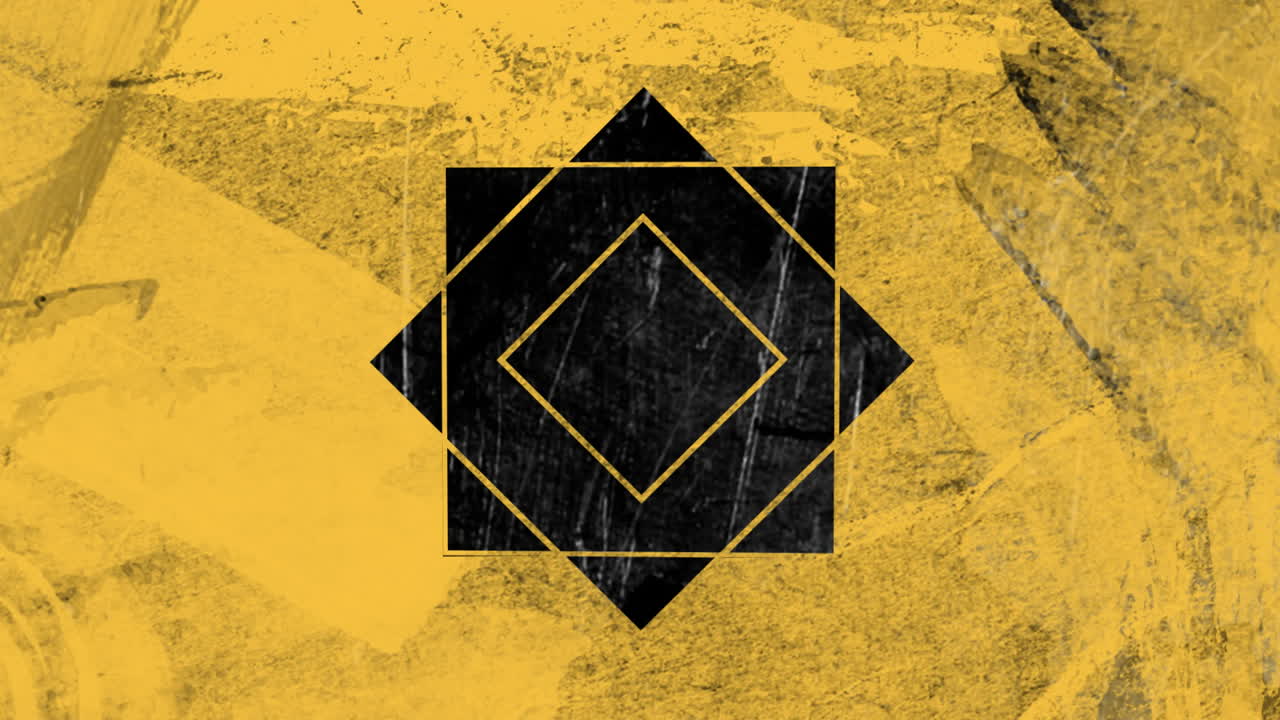 animación de formas amarillas que se mueven sobre un fondo negro