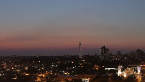 Sunrise-at-AsunciÃ³n-downtown,-near-the-Cathedral