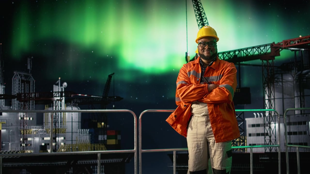 Overvinder operationelle udfordringer, oliekrise og smilende mand på offshore borerig