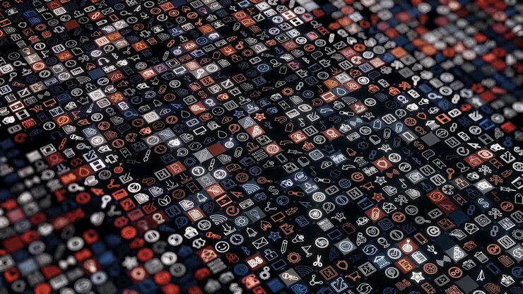 Abstract Digital Interface Icons Pattern