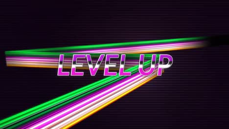 animation of level up in digital abstract space with colorful lines