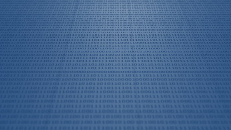 Scrolling blue binary code