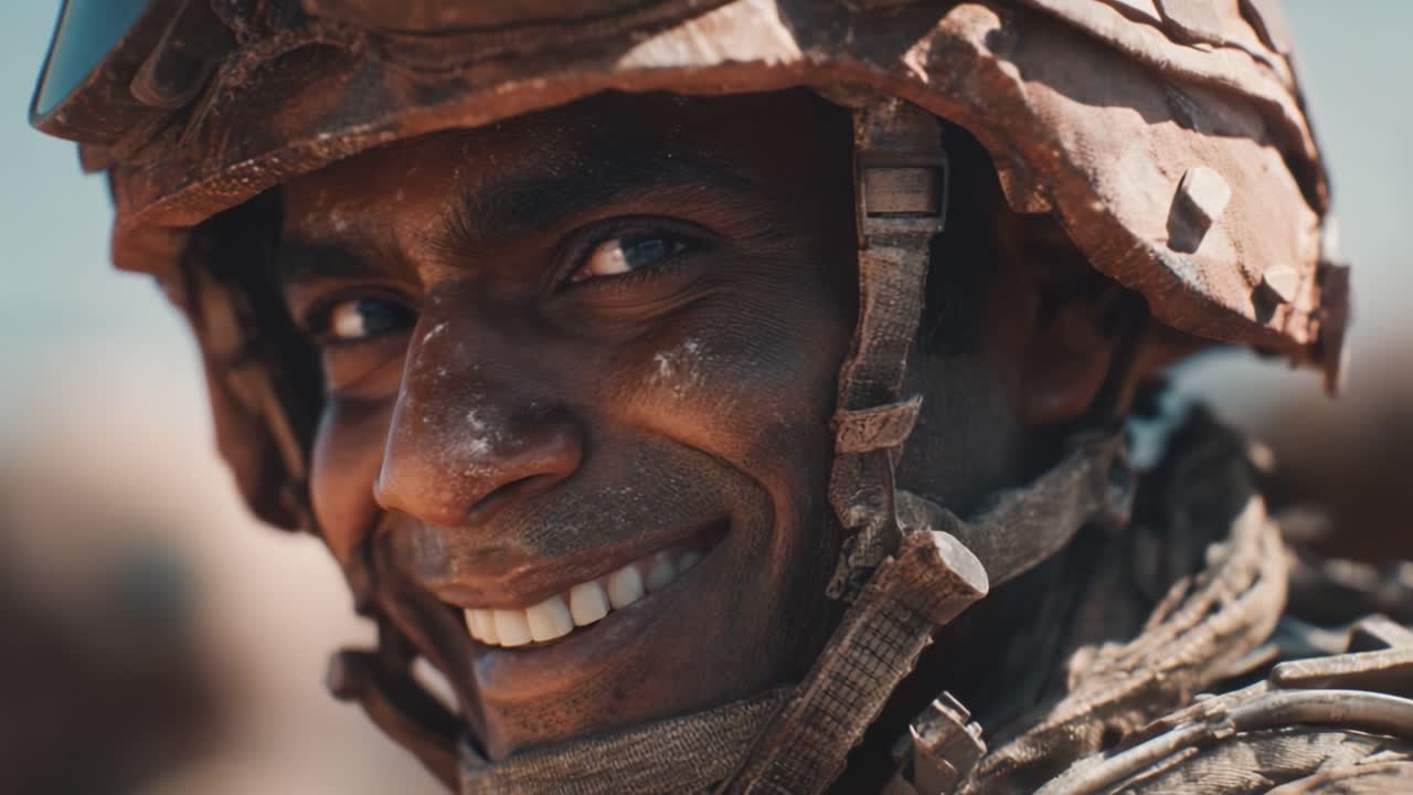 A Resilient Soldier's Journey Captured in Two Frames: From Determination to Triumph in the Face of Adversity with a Grin of Hope and Strength
