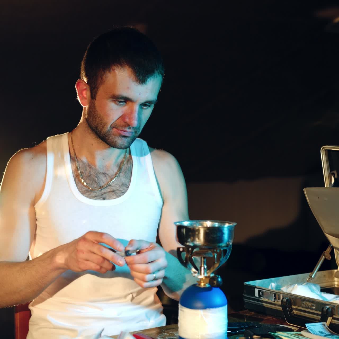 Making drugs. Concept of social problems of drug addiction and crime.