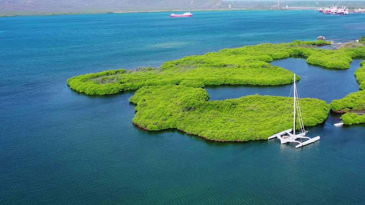 Overfly Las Calderas Bani in Dominican Republic, Aerial forward