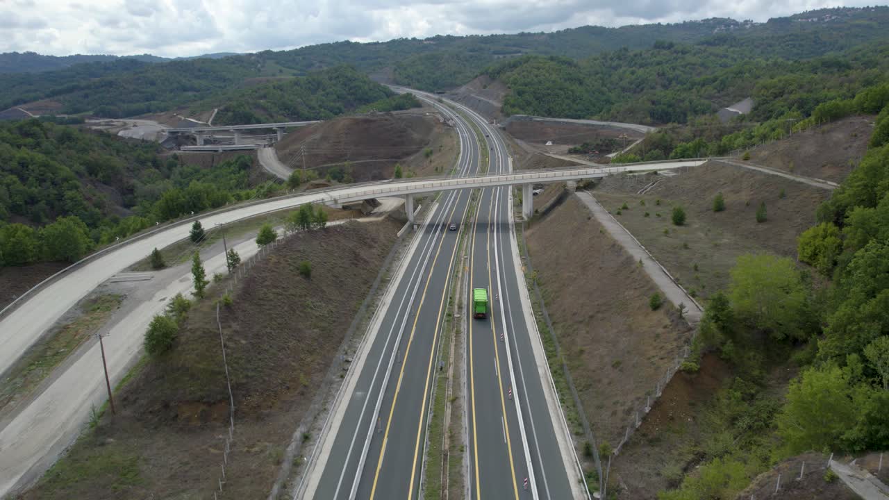 Aerial View of a Highway Under Construction