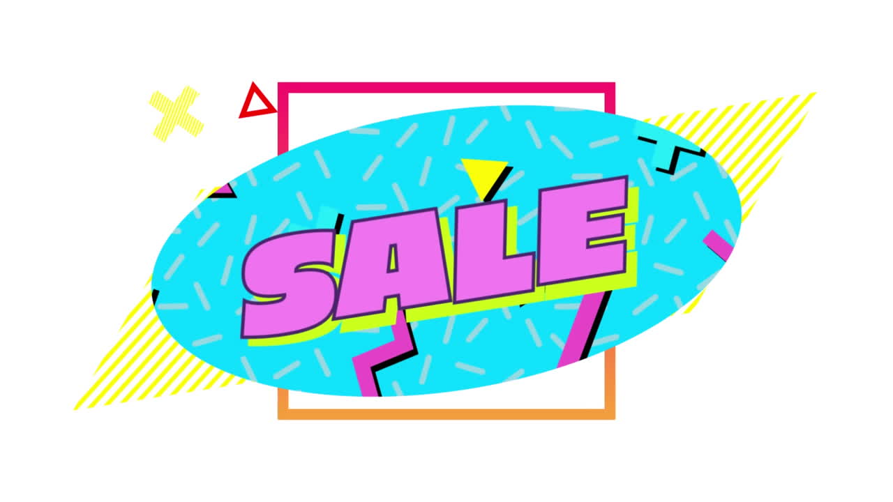 продажа графики в синем овале с движущимися элементами на белом