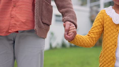 child, parent or family holding hands outdoor