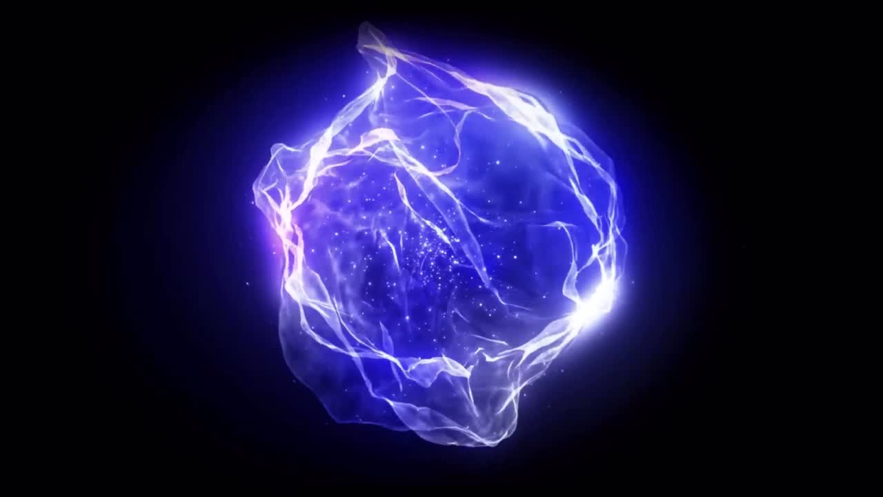 efecto de energía de luz azul animado aislado en fondo negro.