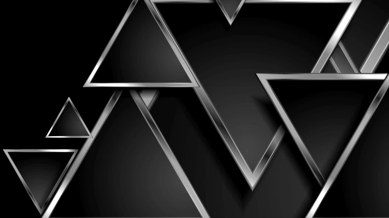 Hi-tech geometric abstract motion background with silver triangles