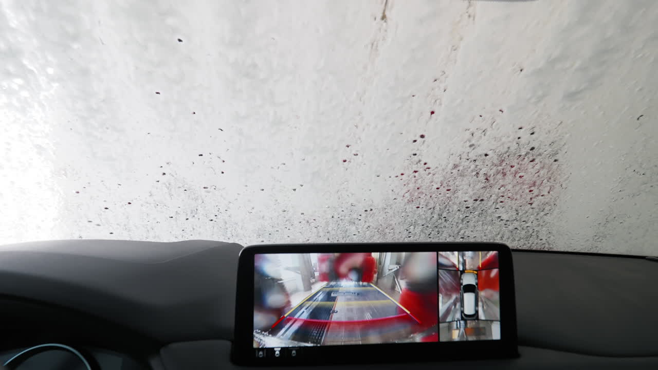 자동 자동차 세탁 중에 자동차 대시보드 뷰