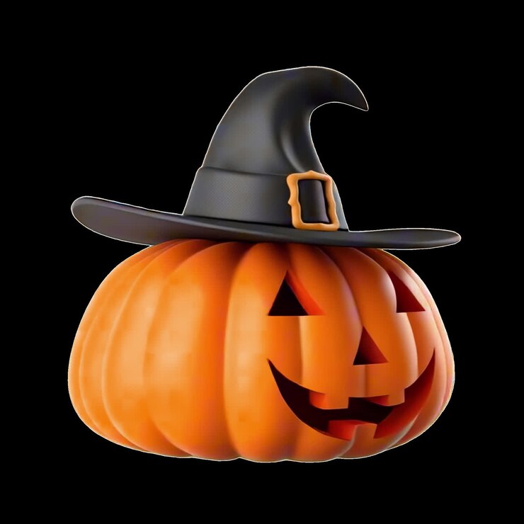 Smiling pumpkin wearing hat animation isolated asset, transparent 4K video, alpha channel, ProRes