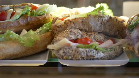 delicious sandwiches in a bakery