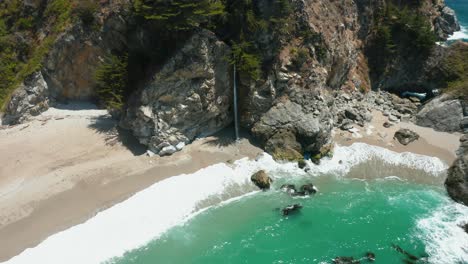 aerial view of mcway waterfall, highway 1 northern california