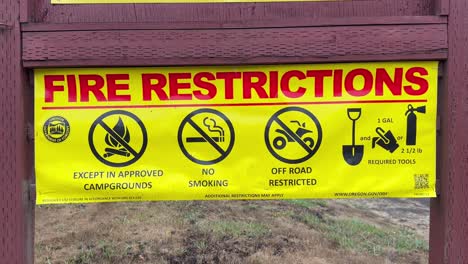 fire restrictions signage showing set of fire safety icons