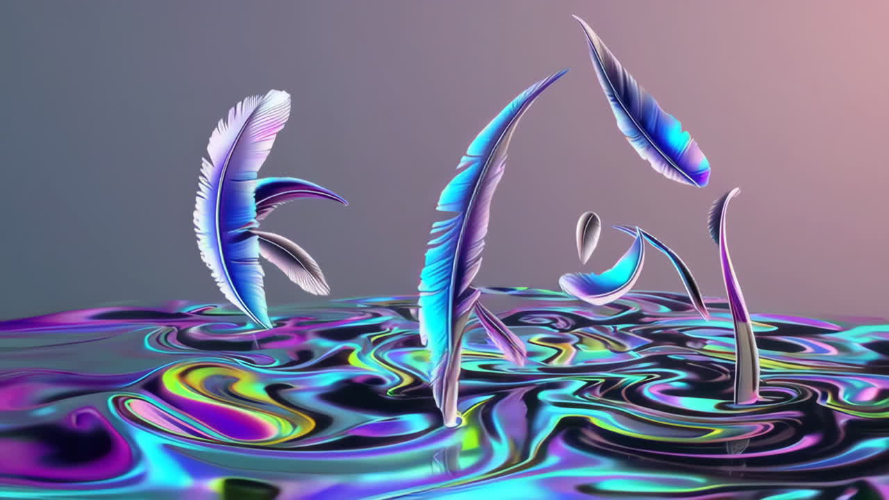 Abstract Feathers on a Holographic Liquid Surface