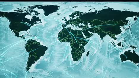 this visual highlights the global oceans and continents, showcasing key shipping routes that illustrate trade and communication pathways worldwide.