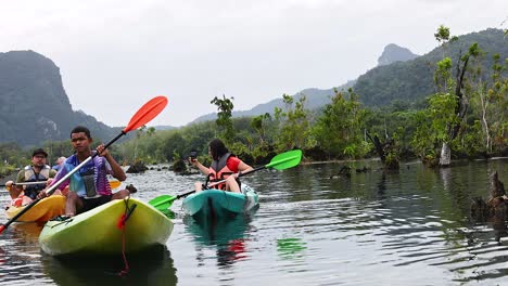 kayak en grupo a través de la pintoresca vía fluvial de krabi