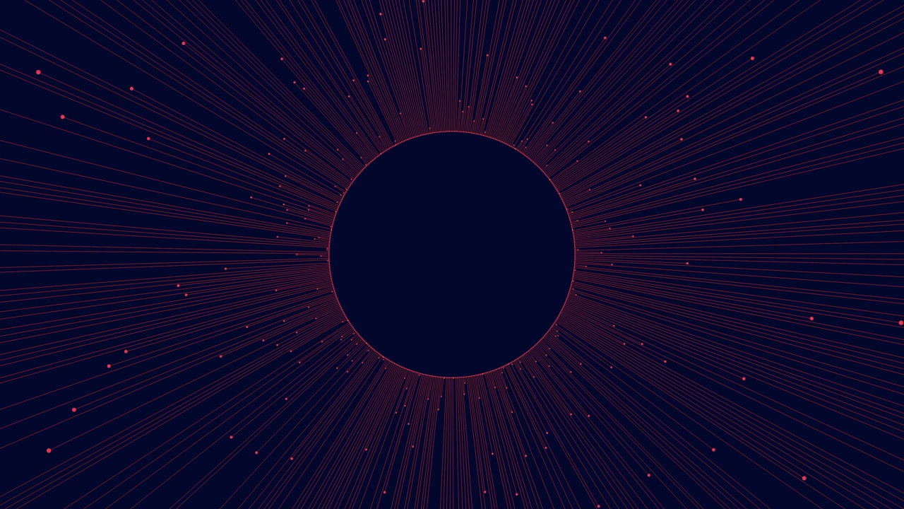 Futuristic neon circle with lines in dark galaxy