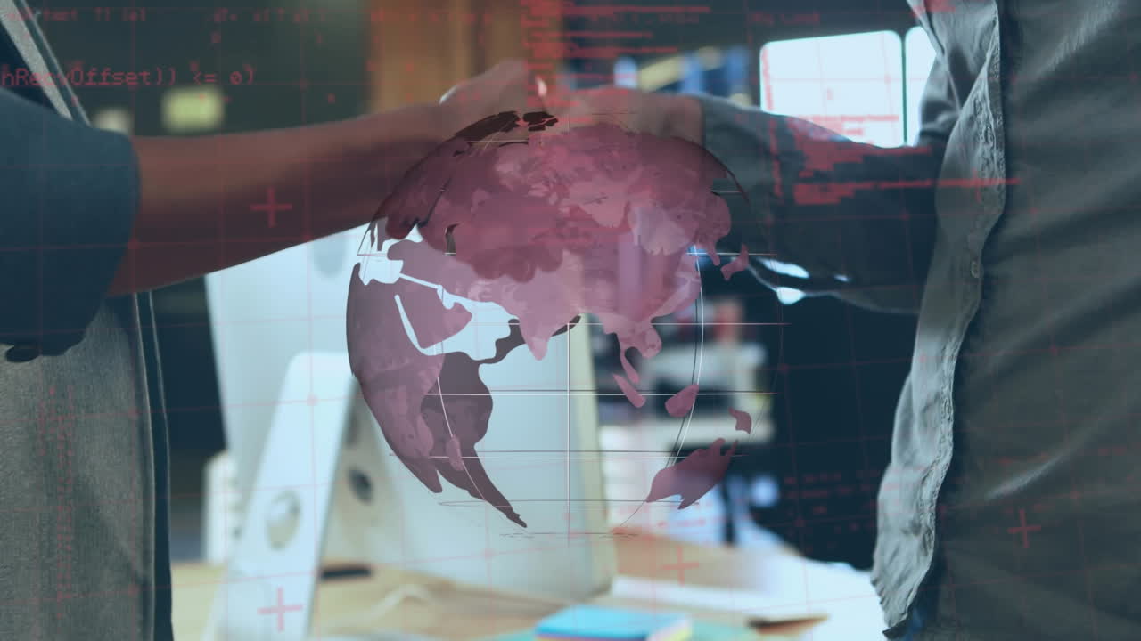 animación del globo y procesamiento de datos sobre el apretón de manos